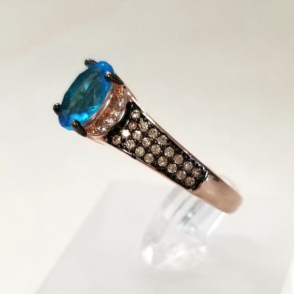 Blue Champagne Pave Ring - Picture 6 of 7
